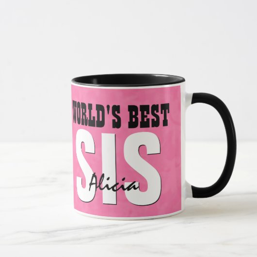 Mug Nom fait sur commande grunge V20 du meilleur rose (Droite)