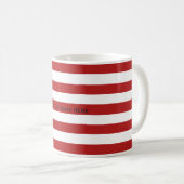 Mug Nom fait sur commande rayures rouges et blanches (Devant droit)