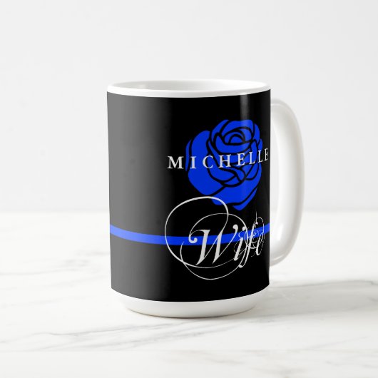 Mug Nom fait sur commande rose mince de Blue Line (Devant droit)
