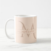 Mug Nom Féminin Élégant Monogramme Pastel Rose Script  (Gauche)