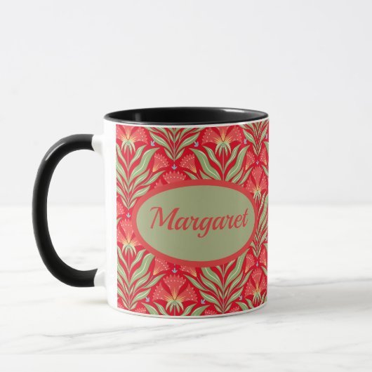 Mug Nom Fleurs de Noël Rouges (Gauche)