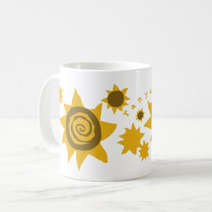 Mug Nom Fleurs de soleil Jaunes Brown enfants du solei