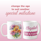 Mug nom fleurs gerbera roses 100e anniversaire