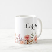 Mug Nom floral aquarelle Rose Poussiéreuse (Devant droit)