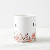 Mug Nom floral aquarelle Rose Poussiéreux (Centre)