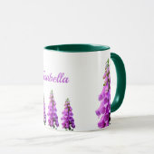Mug Nom floral fleur sauvage rose violet (Devant droit)