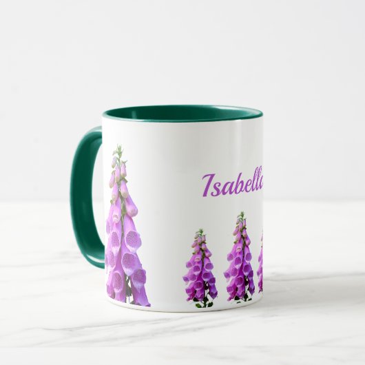 Mug Nom floral fleur sauvage rose violet (Devant gauche)