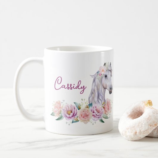Mug Nom Floral Horse (Avec donut)