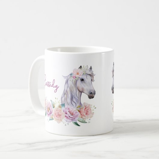 Mug Nom Floral Horse (Devant gauche)