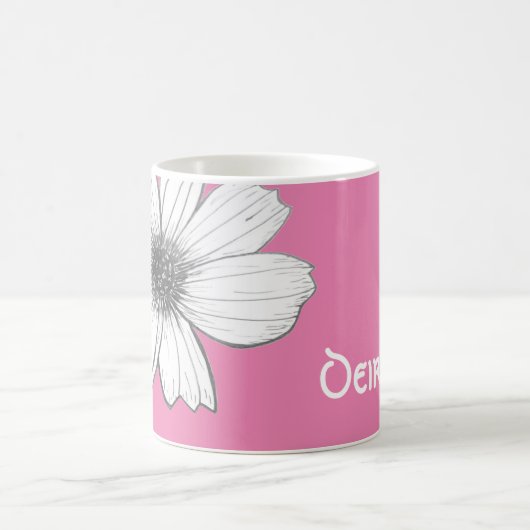 Mug Nom floral personnalisé rose (Centre)