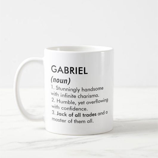 Mug Nom Gabriel, Nom modifiable, Nom personnalisé (Gauche)