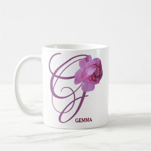 Mug Nom Gemma personnalisable joli rose fleurs