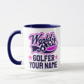 Mug Nom Golfeur Customisé moderne Texte bleu (Gauche)