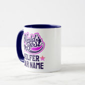 Mug Nom Golfeur Customisé moderne Texte bleu (Devant gauche)