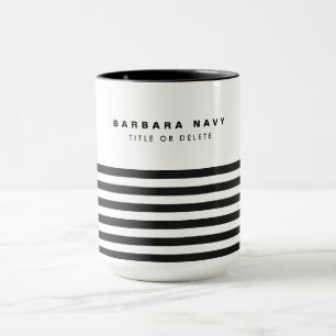 Mug Nom gras Minimal 6 rayures noires