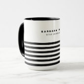 Mug Nom gras Minimal 6 rayures noires (Devant gauche)