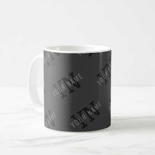 Mug Nom gris et Motif de monogramme (Devant gauche)