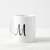 Mug Nom gris monogramme noir simple sur blanc (Devant gauche)