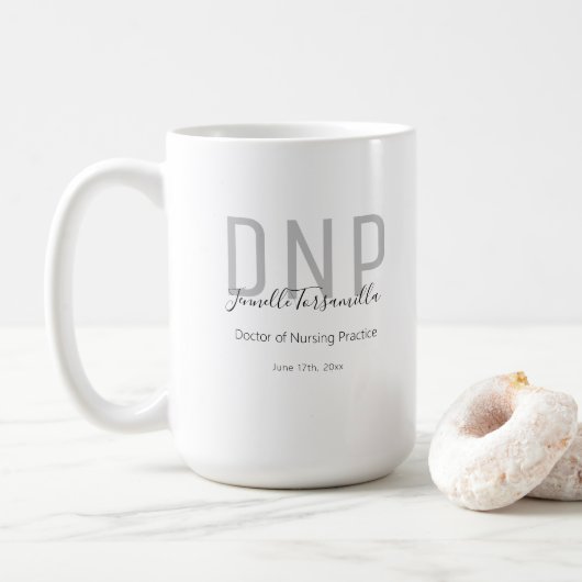 Mug Nom Gris Noir de conservation des diplômés DNP (Avec donut)
