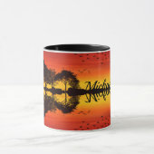 Mug Nom guitariste orange moderne Aquarelle (Centre)