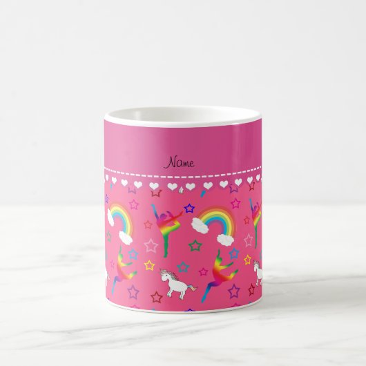 Mug Nom gymnastique rose arc-en-ciel licornes (Centre)