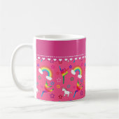 Mug Nom gymnastique rose arc-en-ciel licornes (Gauche)