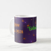 Mug Nom, Halloween Déplaisant Orange Araignées 11oz (Devant gauche)