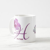 Mug Nom Heather personnalisable joli rose rose rose fl (Devant gauche)
