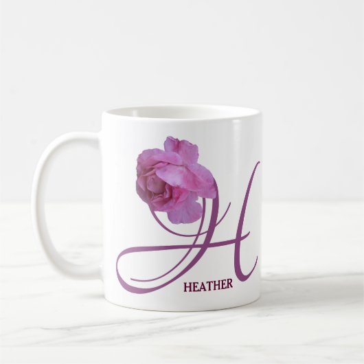 Mug Nom Heather personnalisable joli rose rose rose fl (Gauche)