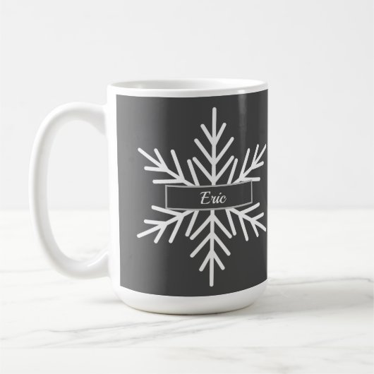 Mug nom hiver flocon de neige simple (Gauche)