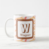 Mug Nom initial Corail rose Monogramme géométrique (Gauche)