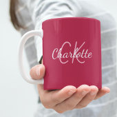 Mug Nom initial du monogramme magenta