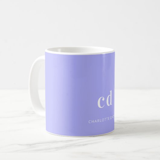 Mug Nom initial du monogramme violet lavande (Devant gauche)
