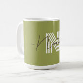 Mug Nom initial et script élégant vert olive mignon (Devant gauche)