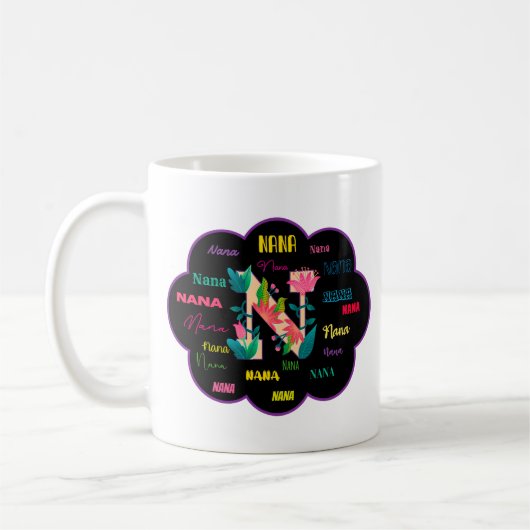 Mug Nom initial floral de Nana Fleur (Gauche)
