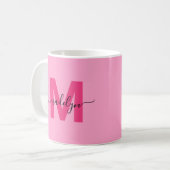 Mug Nom initial rose chaud Monogramme (Devant gauche)