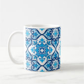 Mug 💙🤍 Nom + initiale bleu - blanc Azulejos X, (Gauche)