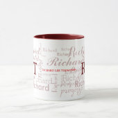 Mug nom & initiales typographie personnalisée marron (Centre)