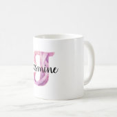 Mug Nom J de lettre rose violet confortable  (Devant droit)