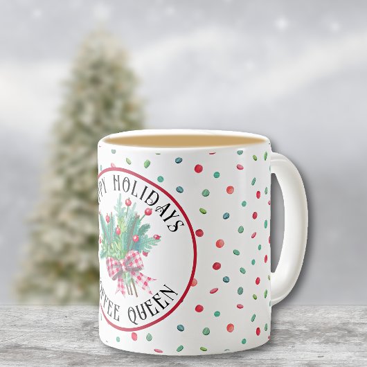 Mug Nom Joyeuses vacances Green Ferns Candy Motif 11oz