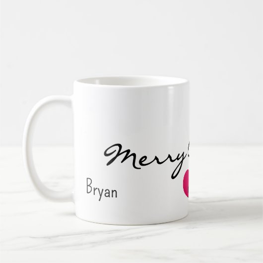 Mug Nom, Juillet Ruby Red Birthstone | Joyeux Noël (Gauche)