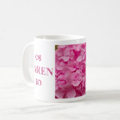 Mug Nom "Karen", Jolie Hydrangée rose Florale (Devant gauche)