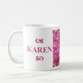 Mug Nom "Karen", Jolie Hydrangée rose Florale (Gauche)