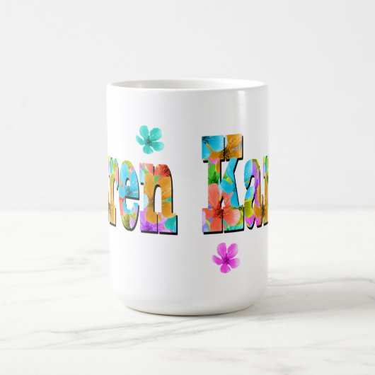 Mug Nom Karen Logo Avec Fleurs, (Centre)