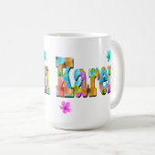 Mug Nom Karen Logo Avec Fleurs, (Devant droit)