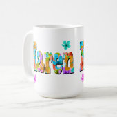 Mug Nom Karen Logo Avec Fleurs, (Devant gauche)