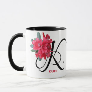 Mug Nom Karen personnalisable fleurs rouges jolie glam