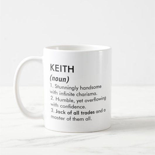 Mug Nom Keith, nom modifiable, nom personnalisé (Gauche)