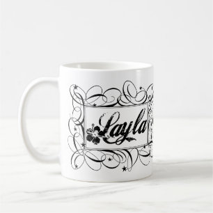Mug Nom Layla en noir à l'intérieur d'un cadre élégant