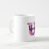 Mug Nom lettre U rose violet cosy (Devant gauche)